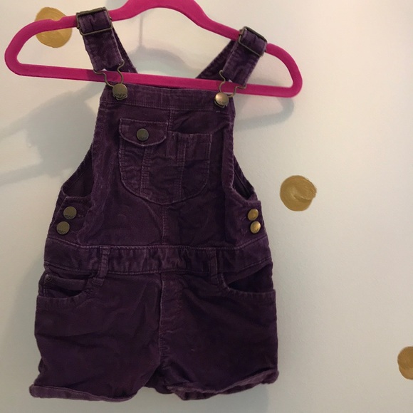 purple overalls shorts